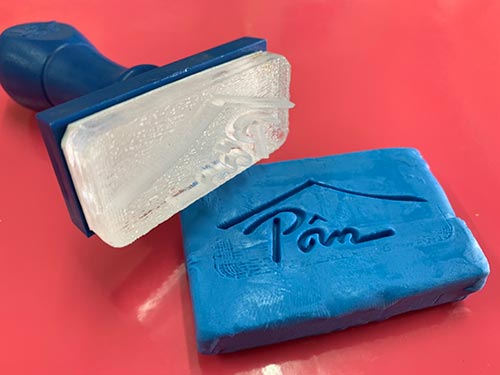 ตราปั๊มสบู่อะคริลิคพร้อมด้ามจับ